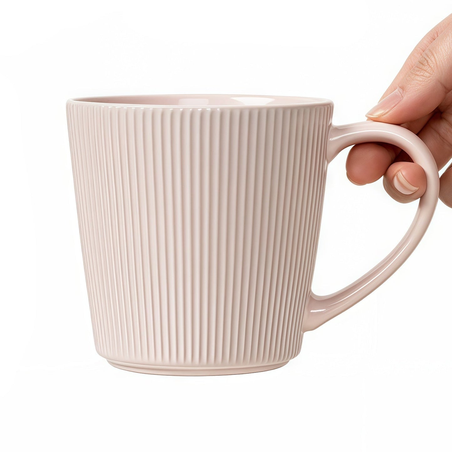 Minimalist Vertical-Ribbed Ceramic Mug – 400ml Capacity (Multiple Neutral Colors)