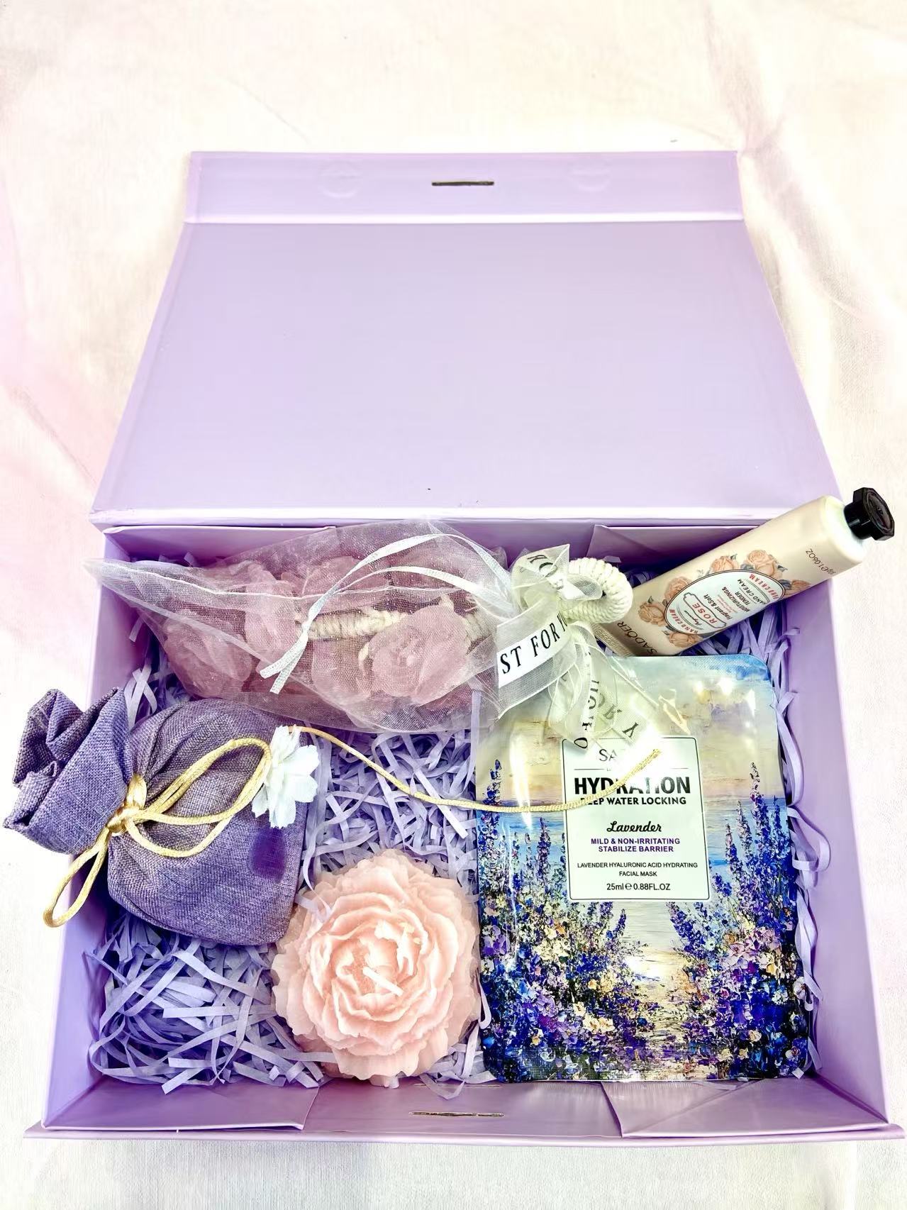 Purple Serenity Gratitude Gift Box – Floral Self-Care Thank You Set
