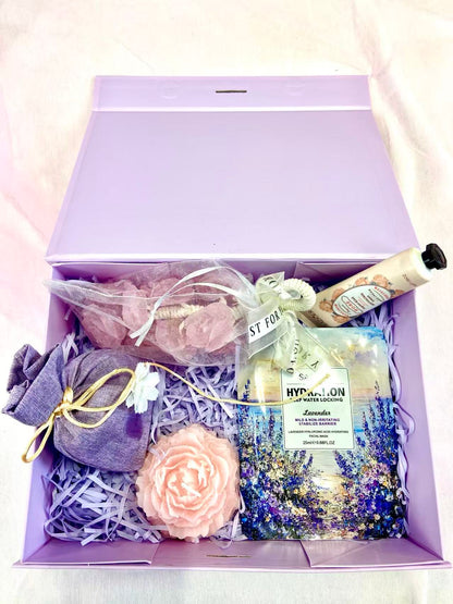 Purple Serenity Gratitude Gift Box – Floral Self-Care Thank You Set