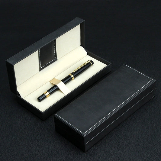 Business Signature Pen Set (Leather Gift Box) – Black & Gold Accent, 2 Box Color Options