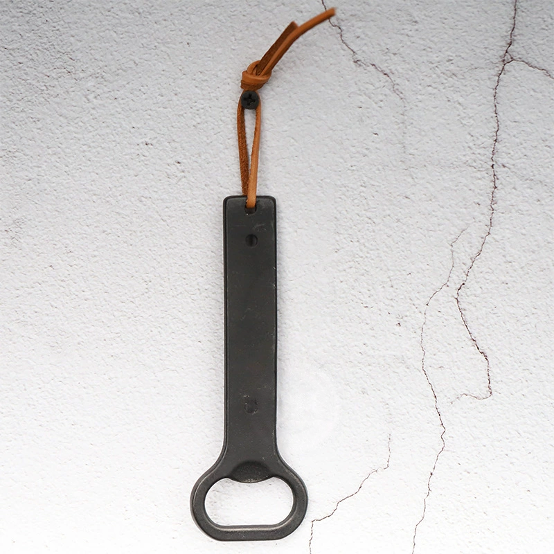 Forged Metal Bottle Opener with Leather Lanyard (Sleek Portable Design)
