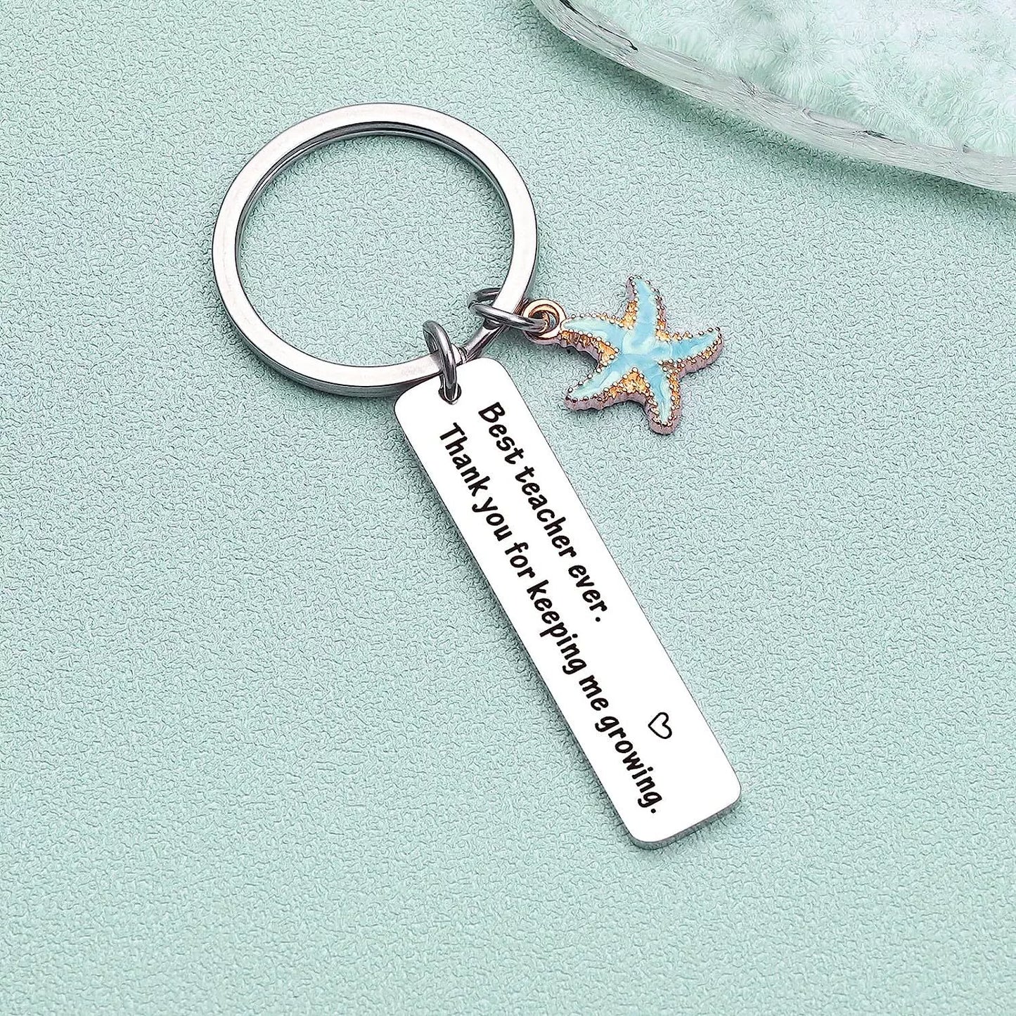 Best Teacher Ever Starfish Pendant Keychain – Engraved Teacher Appreciation Gift
