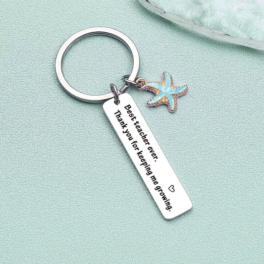 Best Teacher Ever Starfish Pendant Keychain – Engraved Teacher Appreciation Gift