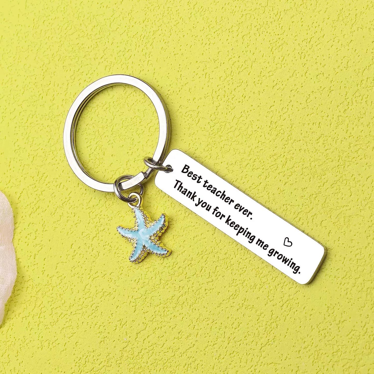 Best Teacher Ever Starfish Pendant Keychain – Engraved Teacher Appreciation Gift