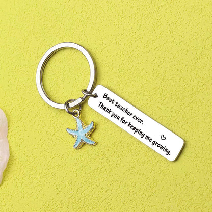 Best Teacher Ever Starfish Pendant Keychain – Engraved Teacher Appreciation Gift