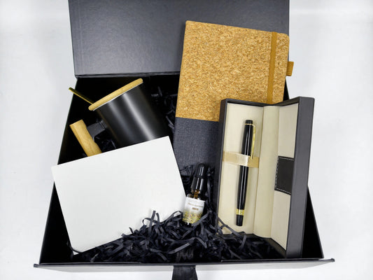 Sophisticated Black Minimalist Men’s Office & Relaxation Gift Box