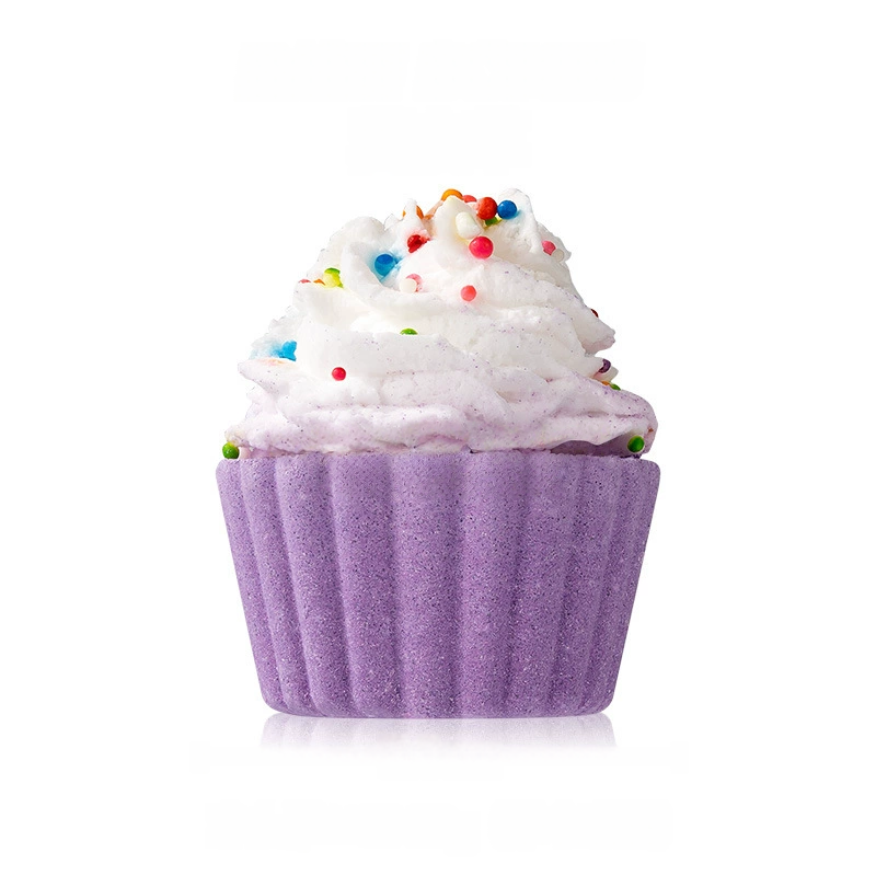 Lavender Cupcake Bath Bomb – Calming Lavender-Scented Dessert-Style Fizz, Moisturizing Salt Soak, Fun Sprinkle Topping for Playful Spa Bath