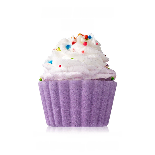 Lavender Cupcake Bath Bomb – Calming Lavender-Scented Dessert-Style Fizz, Moisturizing Salt Soak, Fun Sprinkle Topping for Playful Spa Bath
