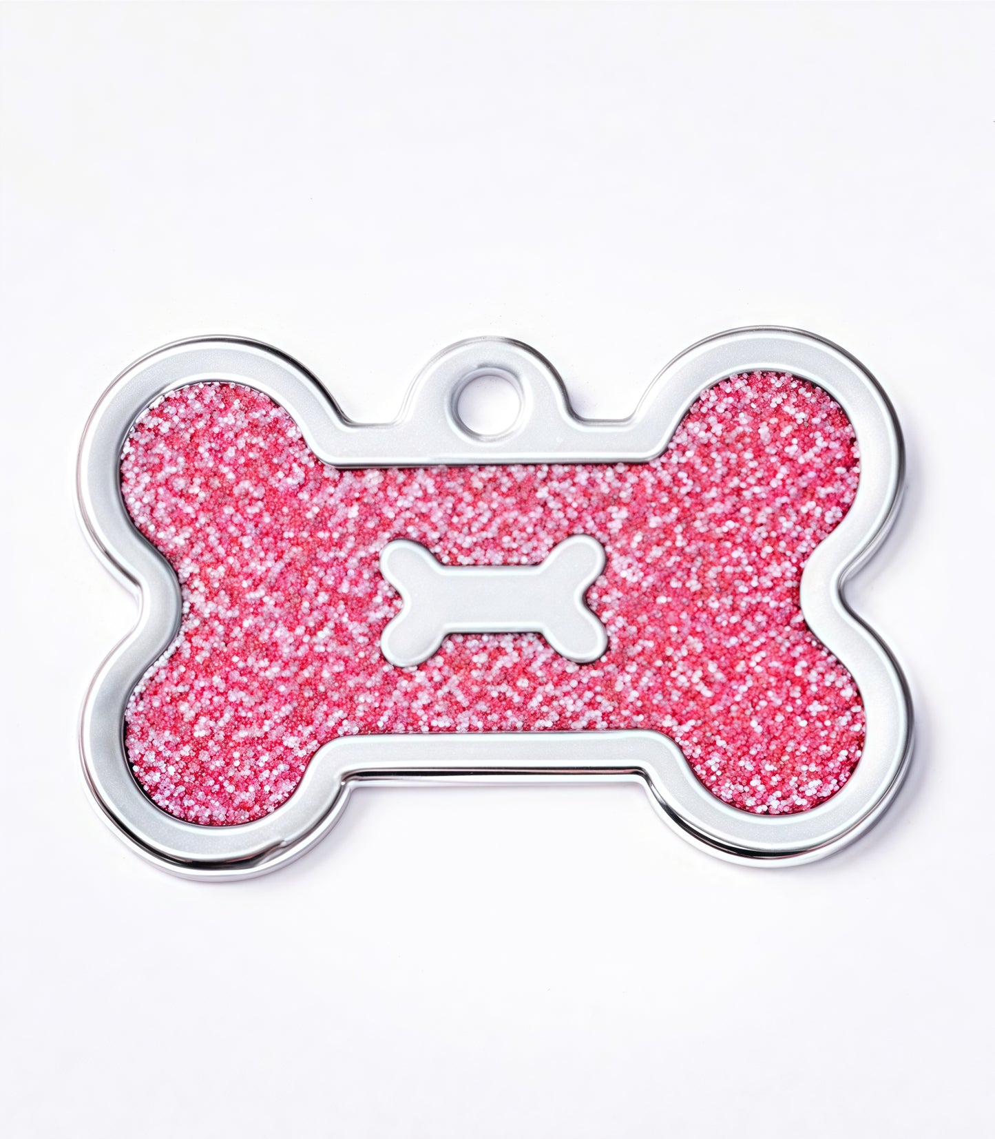 Zinc Alloy Bone-Shaped Pet Tag – Glitter Design Custom Engravable ID Pendant (40x25mm)