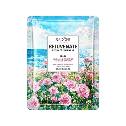 SADOER Flower Extract Facial Mask Collection – Vitamin C Hydrating & Rejuvenating, Calming & Nourishing (25ml/Sheet)