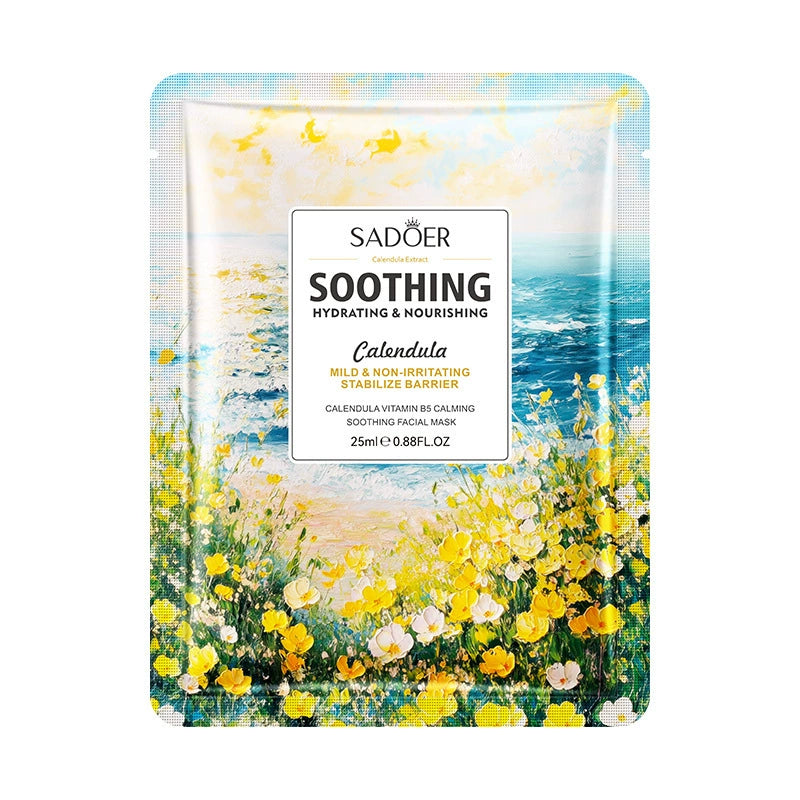 SADOER Flower Extract Facial Mask Collection – Vitamin C Hydrating & Rejuvenating, Calming & Nourishing (25ml/Sheet)