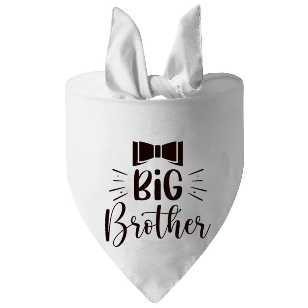 Pet Black & White Triangle Bandana (Big Brother/Sister Design) – Bow/Tie Pattern & Bunny Ear Strap