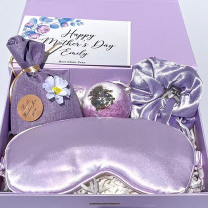 Lavender Sleep Gift Box - Mother's Day Self-Care Set with Silk Eye Mask, Scrunchie & Bath Bomb - image 2