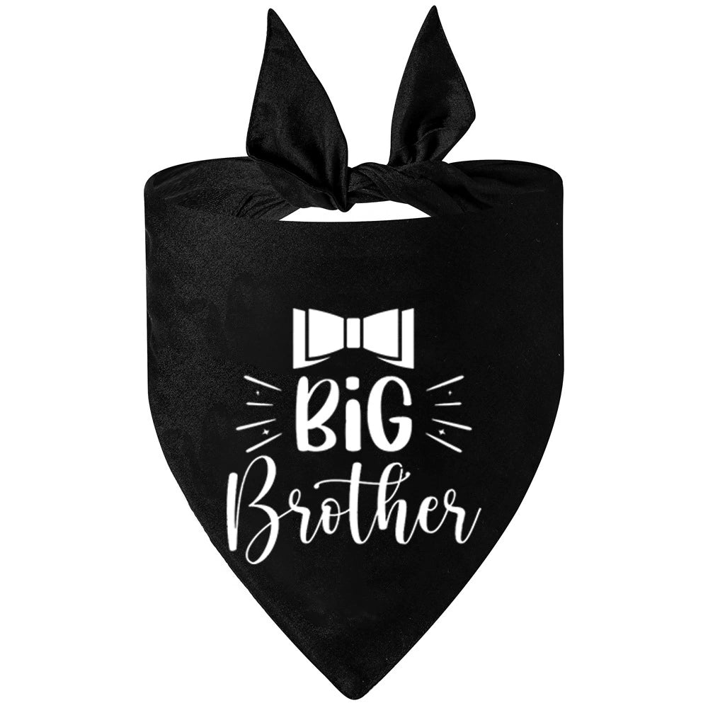 Pet Black & White Triangle Bandana (Big Brother/Sister Design) – Bow/Tie Pattern & Bunny Ear Strap
