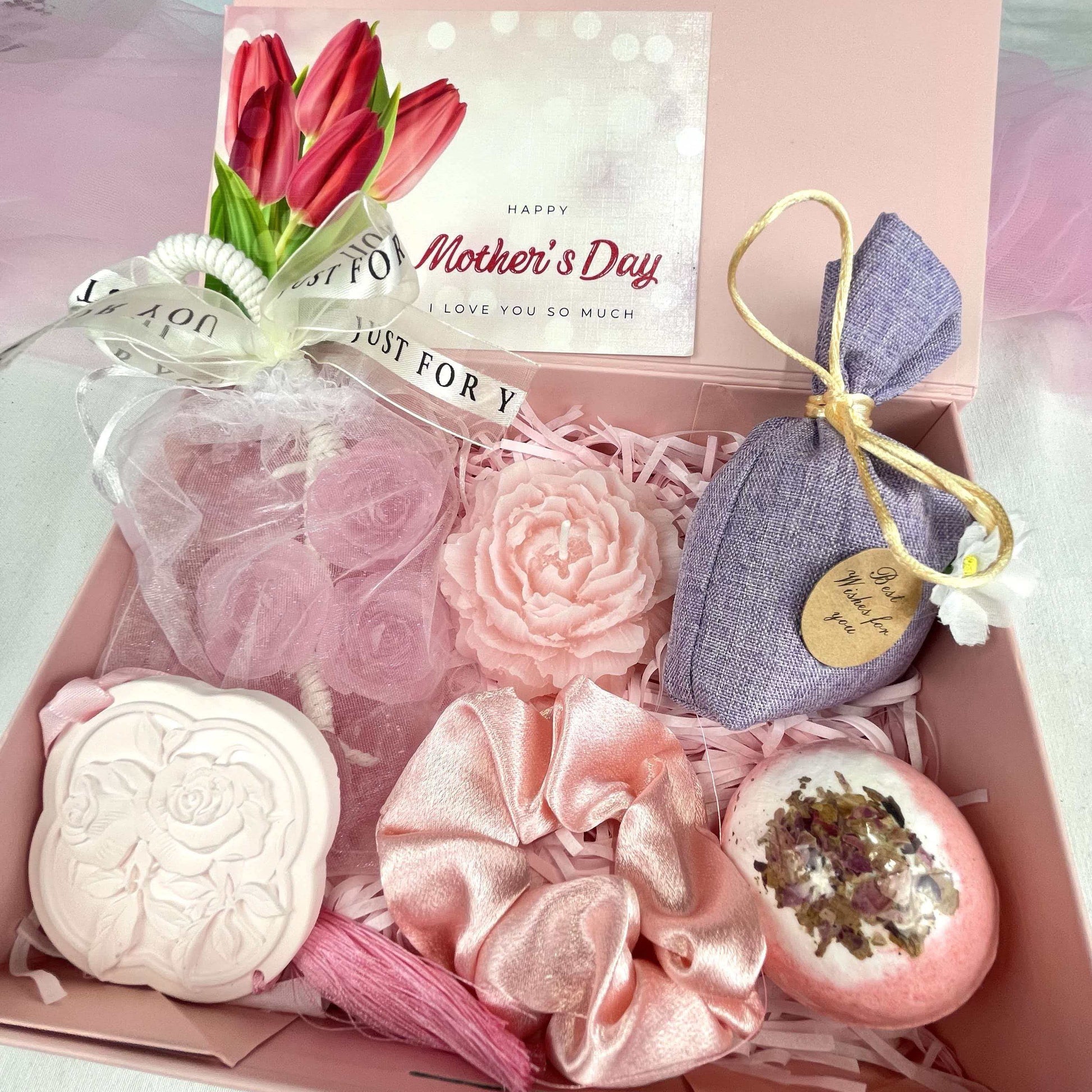 Pink Mother's Day Spa Gift Box - Self-Care Gift Set with Lavender Sachet, Scrunchie & Bath Bomb - image 4