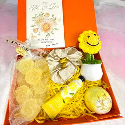 Sunflower Mother's Day Spa Gift Box - Self-Care Gift Set with Lemon Hand Cream, Scrunchie & Bath Bomb - image 2