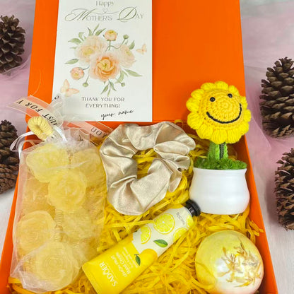 Sunflower Mother's Day Spa Gift Box - Self-Care Gift Set with Lemon Hand Cream, Scrunchie & Bath Bomb - image 3