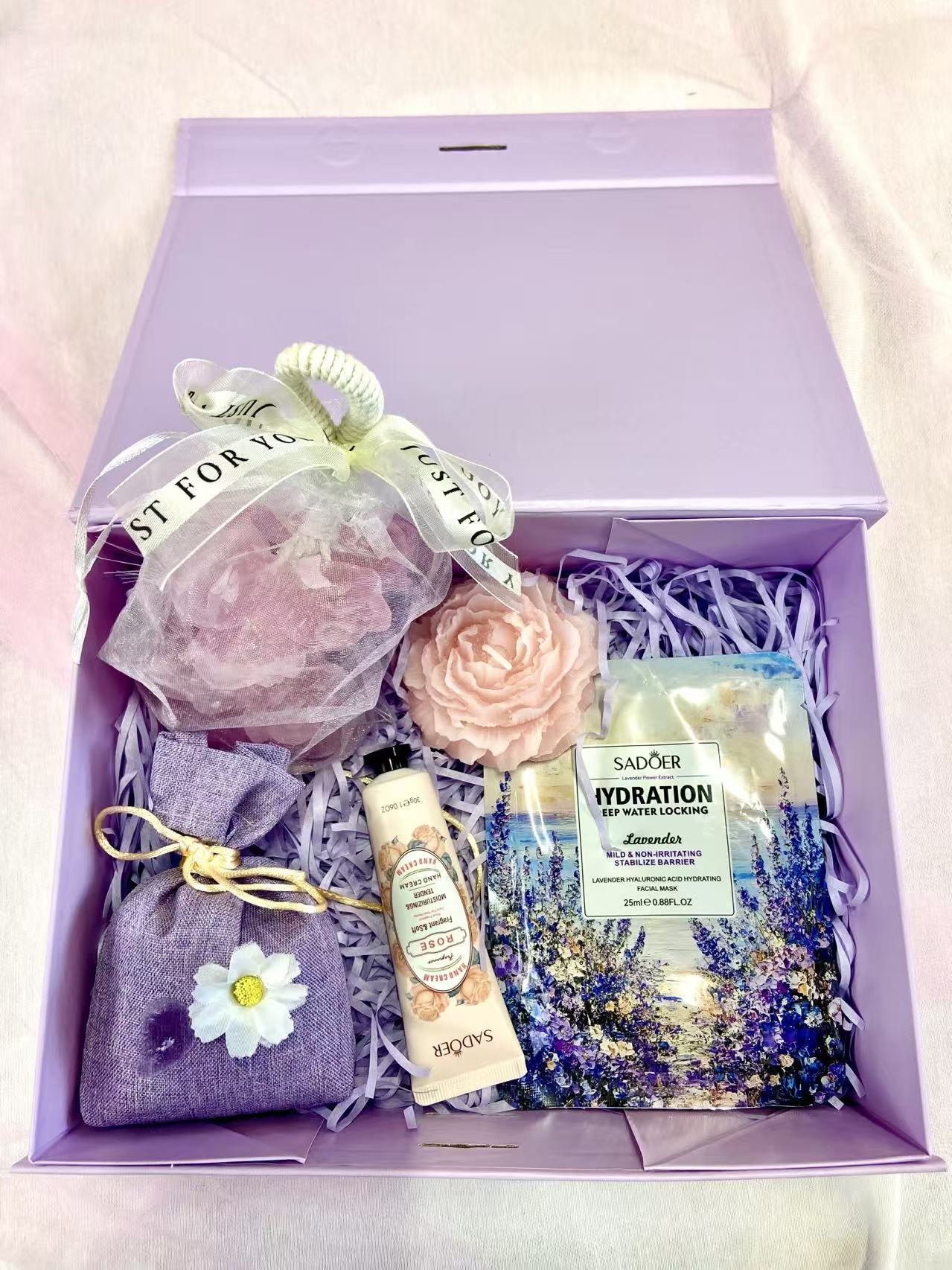 Purple Serenity Gratitude Gift Box – Floral Self-Care Thank You Set