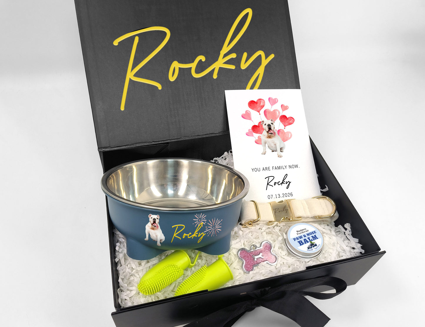 Custom Dog Welcome Home Collar & Care Gift Box