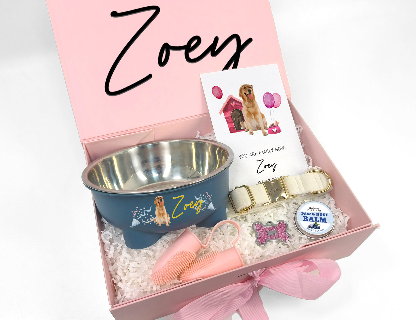Custom Dog Welcome Home Collar & Care Gift Box