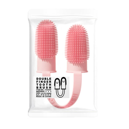 Pet Double Finger Silicone Toothbrush (Multiple Colors) – Easy Oral Care for Dogs & Cats