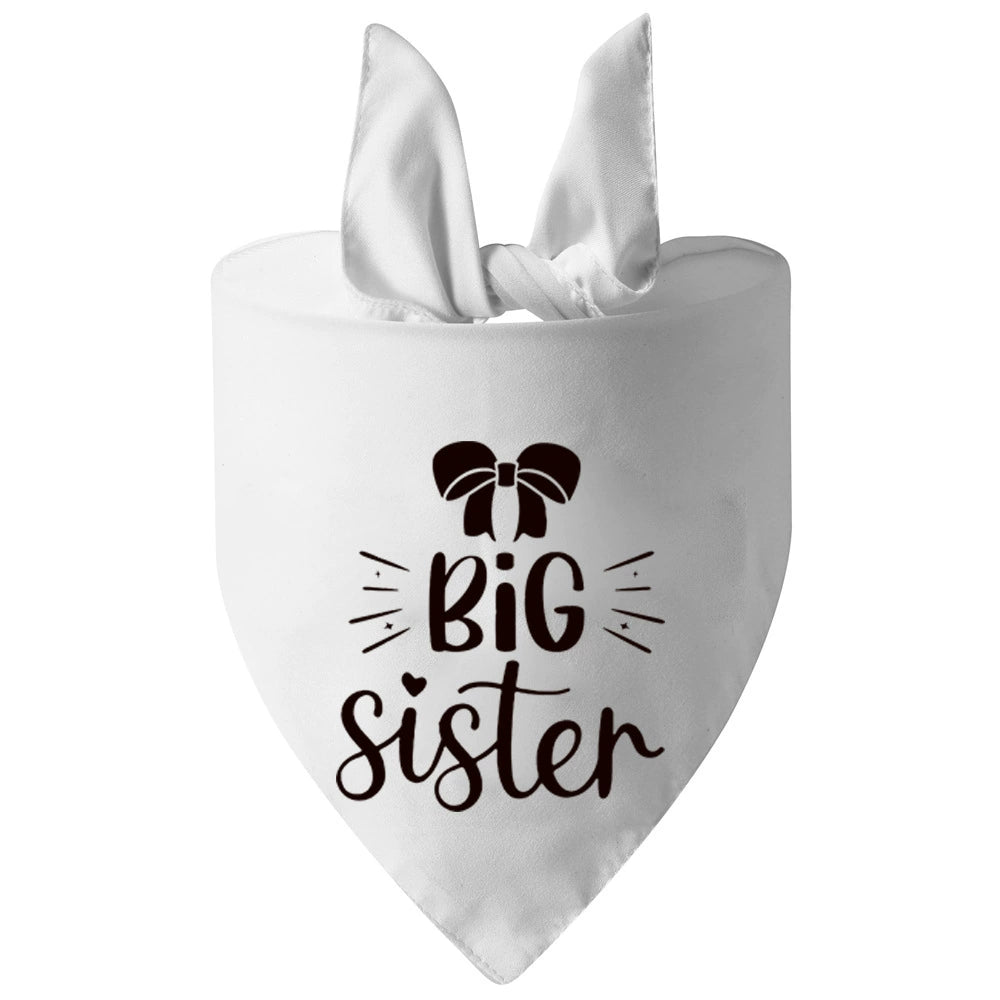 Pet Black & White Triangle Bandana (Big Brother/Sister Design) – Bow/Tie Pattern & Bunny Ear Strap
