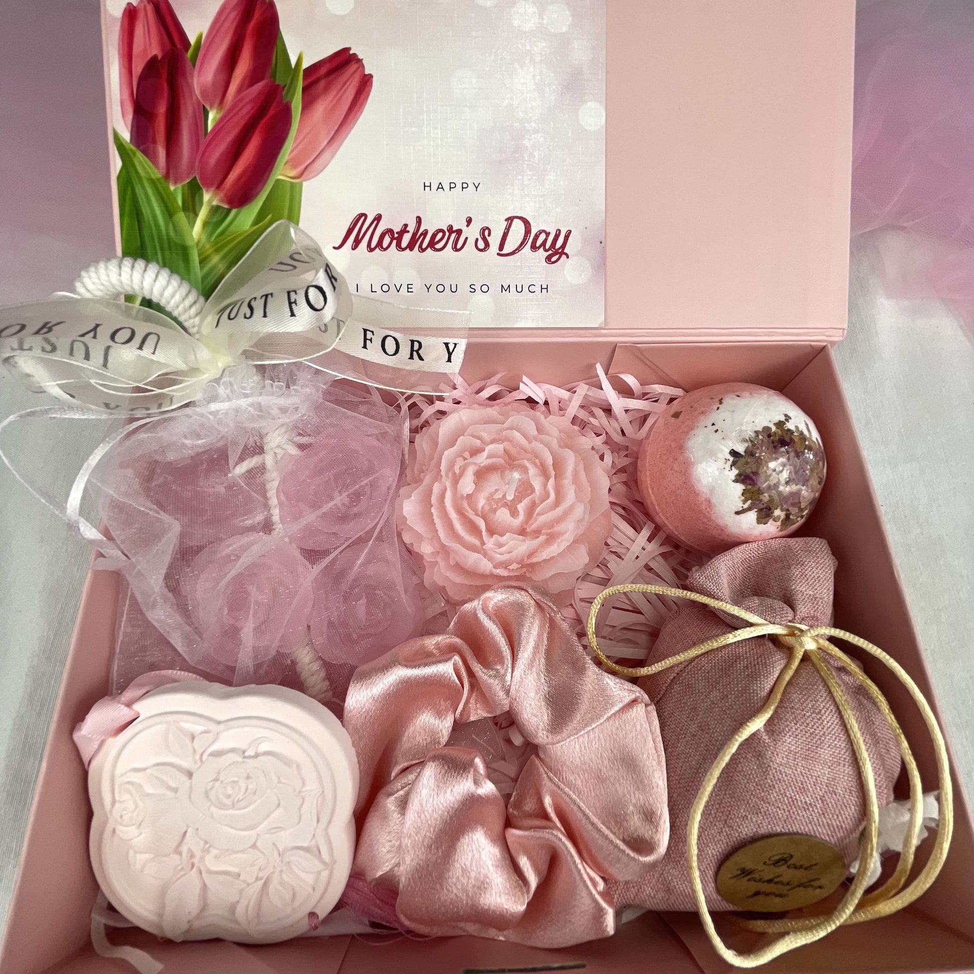 Blush Pink Mother's Day Spa Gift Box - Self-Care Gift Set with Floral Soap, Scrunchie & Bath Bomb - image 3