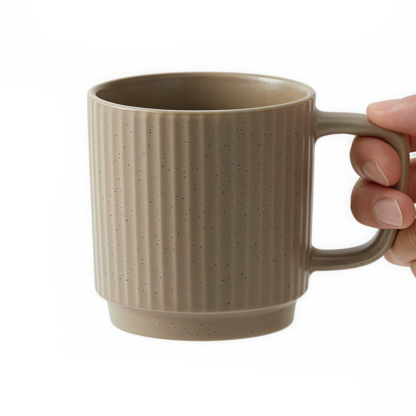 240ml Ribbed Ceramic Mug – Multiple Color Options (Cream/Brown/Pearlescent White/Black)