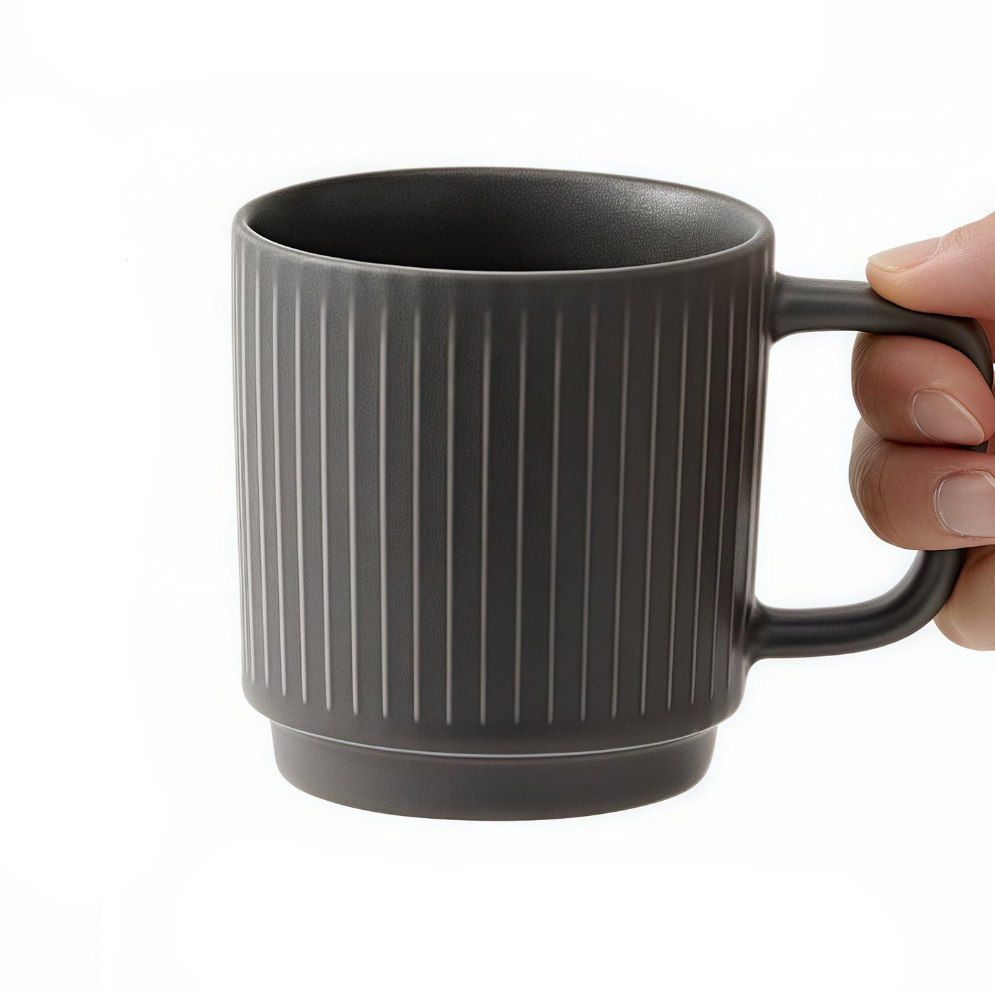 240ml Ribbed Ceramic Mug – Multiple Color Options (Cream/Brown/Pearlescent White/Black)