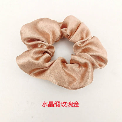 Solid-Color Crystal Satin French Retro Scrunchies – Multiple Color Options