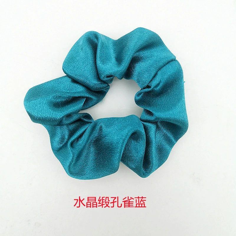 Solid-Color Crystal Satin French Retro Scrunchies – Multiple Color Options