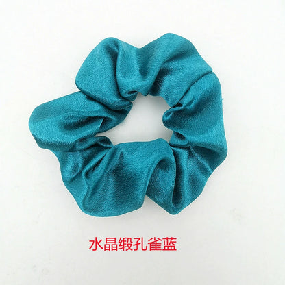 Solid-Color Crystal Satin French Retro Scrunchies – Multiple Color Options