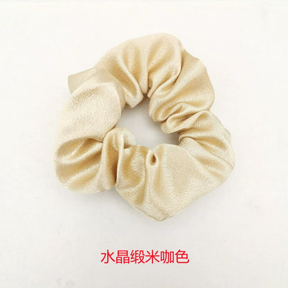 Solid-Color Crystal Satin French Retro Scrunchies – Multiple Color Options