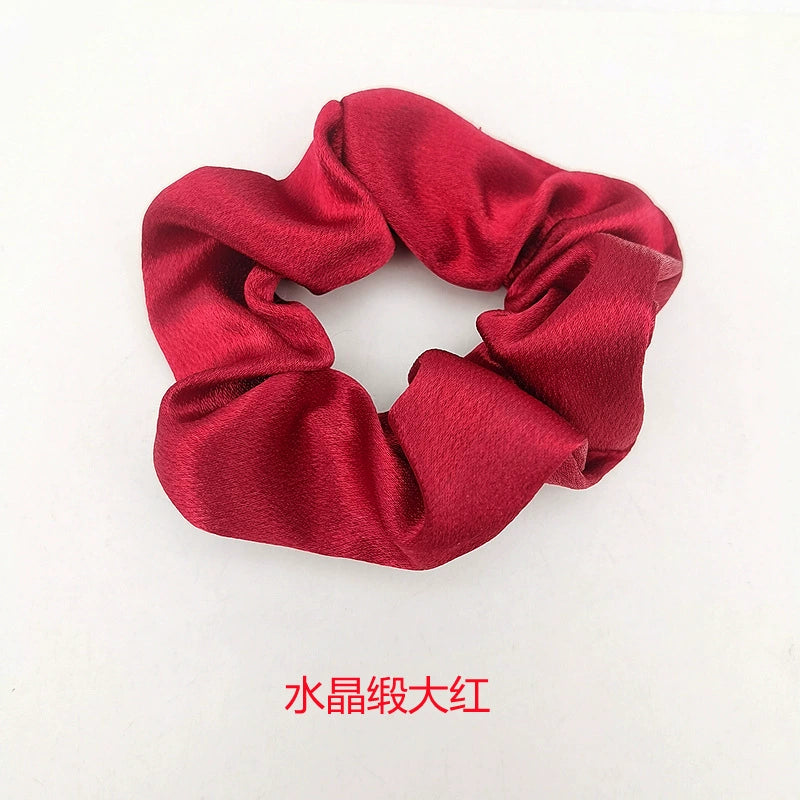 Solid-Color Crystal Satin French Retro Scrunchies – Multiple Color Options