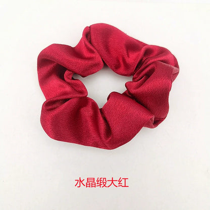 Solid-Color Crystal Satin French Retro Scrunchies – Multiple Color Options