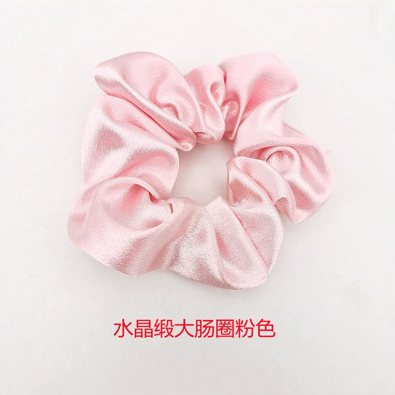 Solid-Color Crystal Satin French Retro Scrunchies – Multiple Color Options