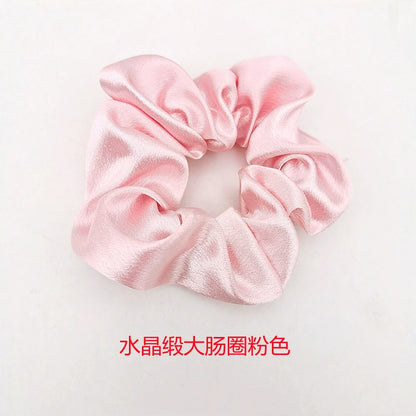 Solid-Color Crystal Satin French Retro Scrunchies – Multiple Color Options