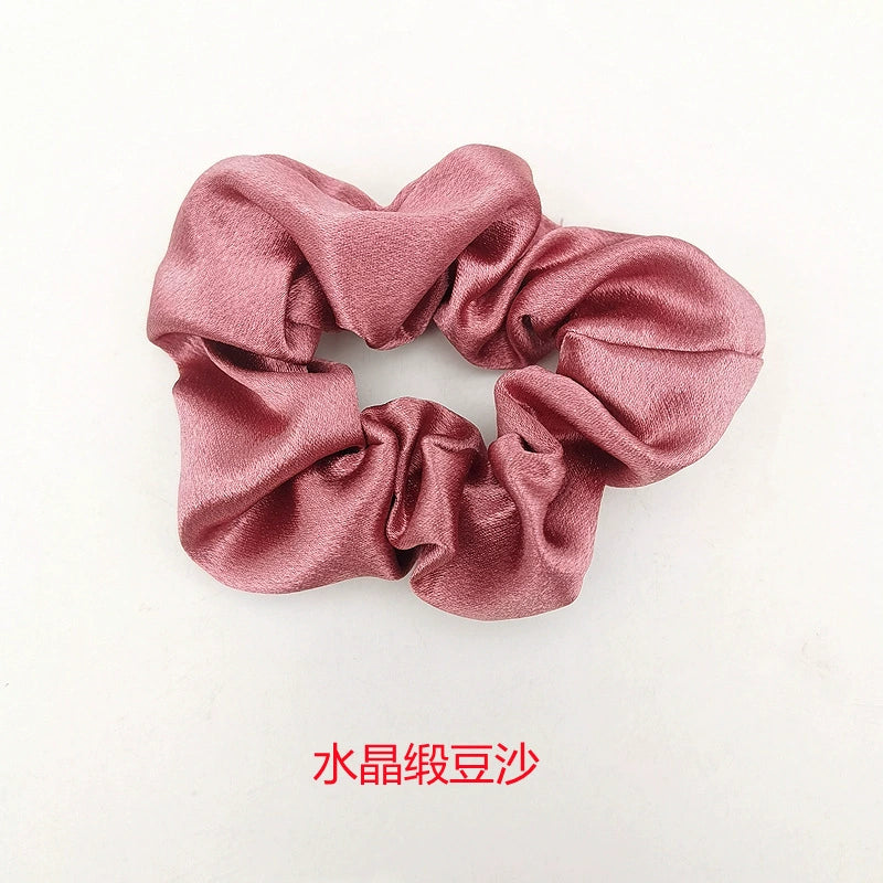 Solid-Color Crystal Satin French Retro Scrunchies – Multiple Color Options