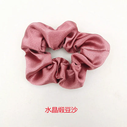 Solid-Color Crystal Satin French Retro Scrunchies – Multiple Color Options