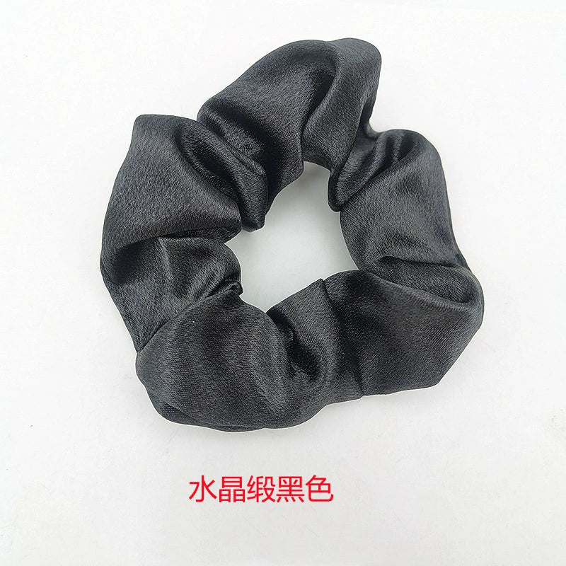 Solid-Color Crystal Satin French Retro Scrunchies – Multiple Color Options