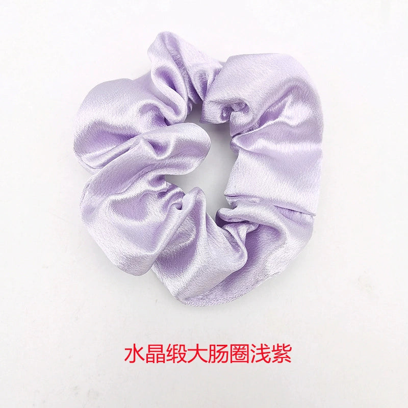 Solid-Color Crystal Satin French Retro Scrunchies – Multiple Color Options