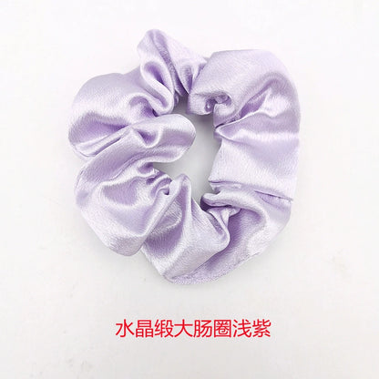 Solid-Color Crystal Satin French Retro Scrunchies – Multiple Color Options