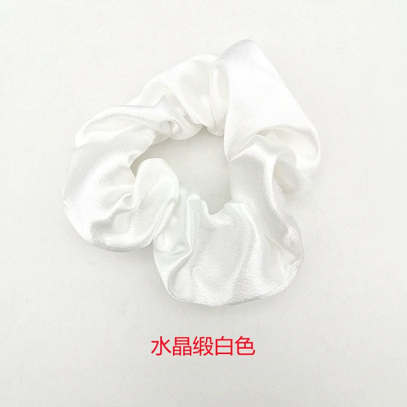 Solid-Color Crystal Satin French Retro Scrunchies – Multiple Color Options
