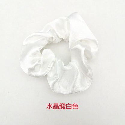 Solid-Color Crystal Satin French Retro Scrunchies – Multiple Color Options