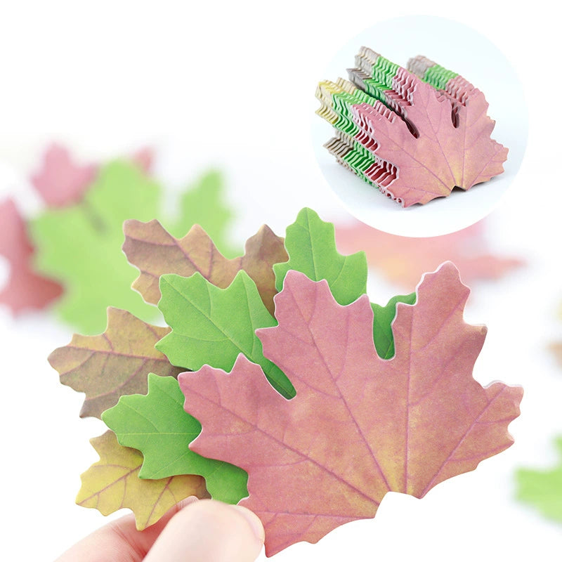 Maple Leaf Shaped Sticky Notes (25 Sheets/Set) – Realistic Leaf Pattern & Multiple Season Colors