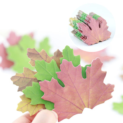 Maple Leaf Shaped Sticky Notes (25 Sheets/Set) – Realistic Leaf Pattern & Multiple Season Colors
