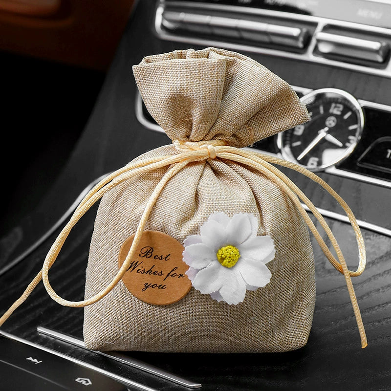 Linen Fabric Scented Sachet – Long-Lasting Fragrance & Odor Eliminator (Multiple Colors with Daisy Decor)