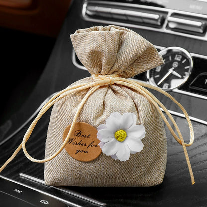 Linen Fabric Scented Sachet – Long-Lasting Fragrance & Odor Eliminator (Multiple Colors with Daisy Decor)