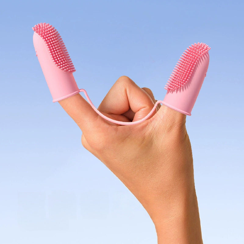Pet Double Finger Silicone Toothbrush (Multiple Colors) – Easy Oral Care for Dogs & Cats