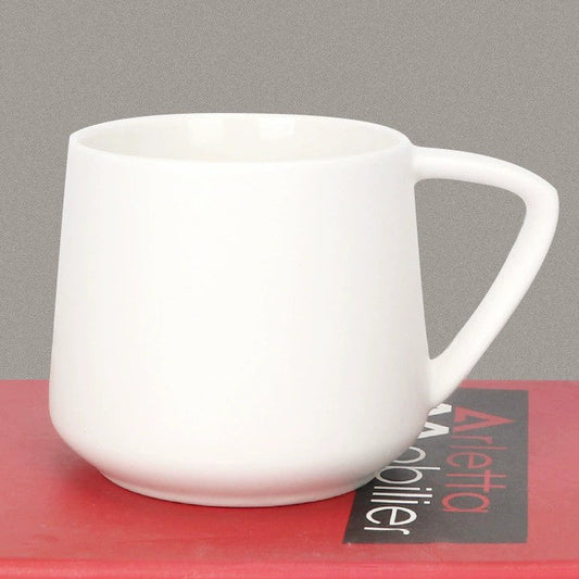 Panpan Matte White Ceramic Mug – 400ml Capacity (Sleek Minimalist Design)